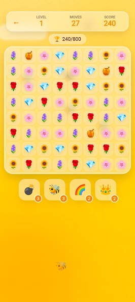 Poziom match-3 w Honey Hive Quest